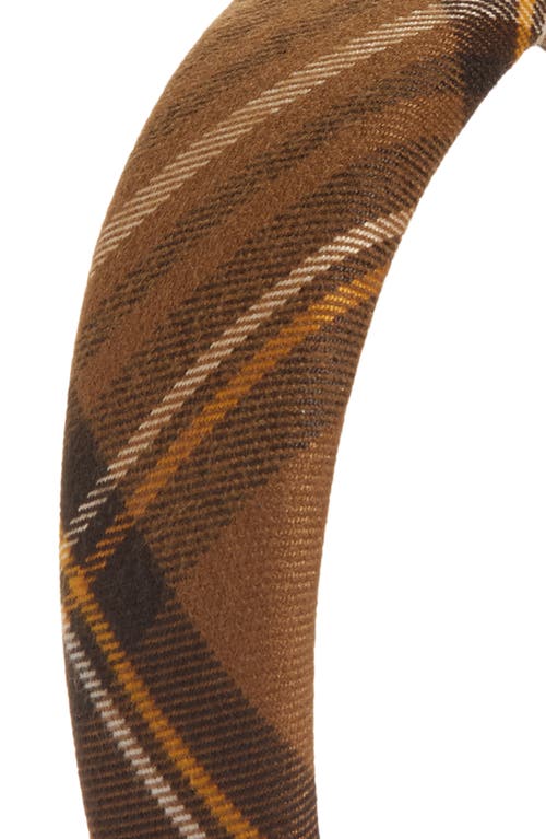 Tasha Plaid Padded Headband In Brown