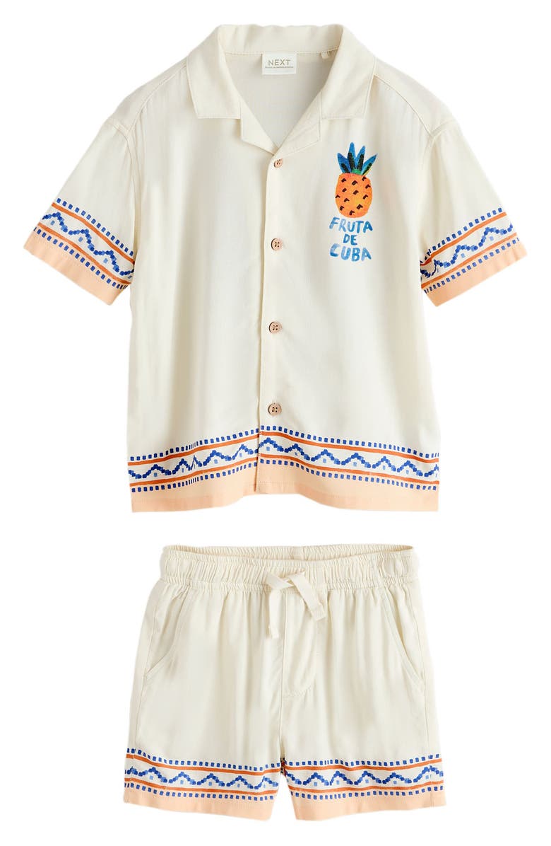 NEXT Kids' Havana Camp Shirt & Shorts Set, Main, color, Neutral