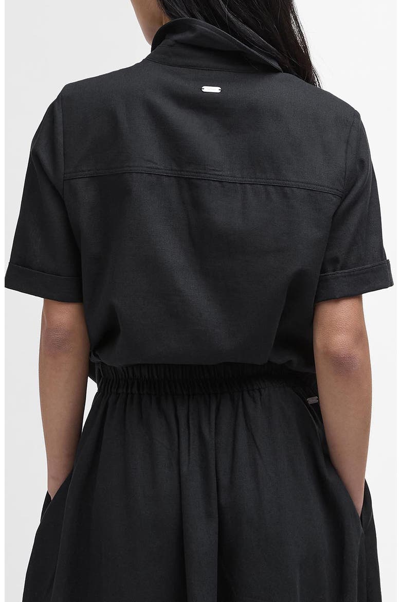Luna Short Sleeve Cotton & Linen Button-Up Shirt, Alternate, color, BLACK
