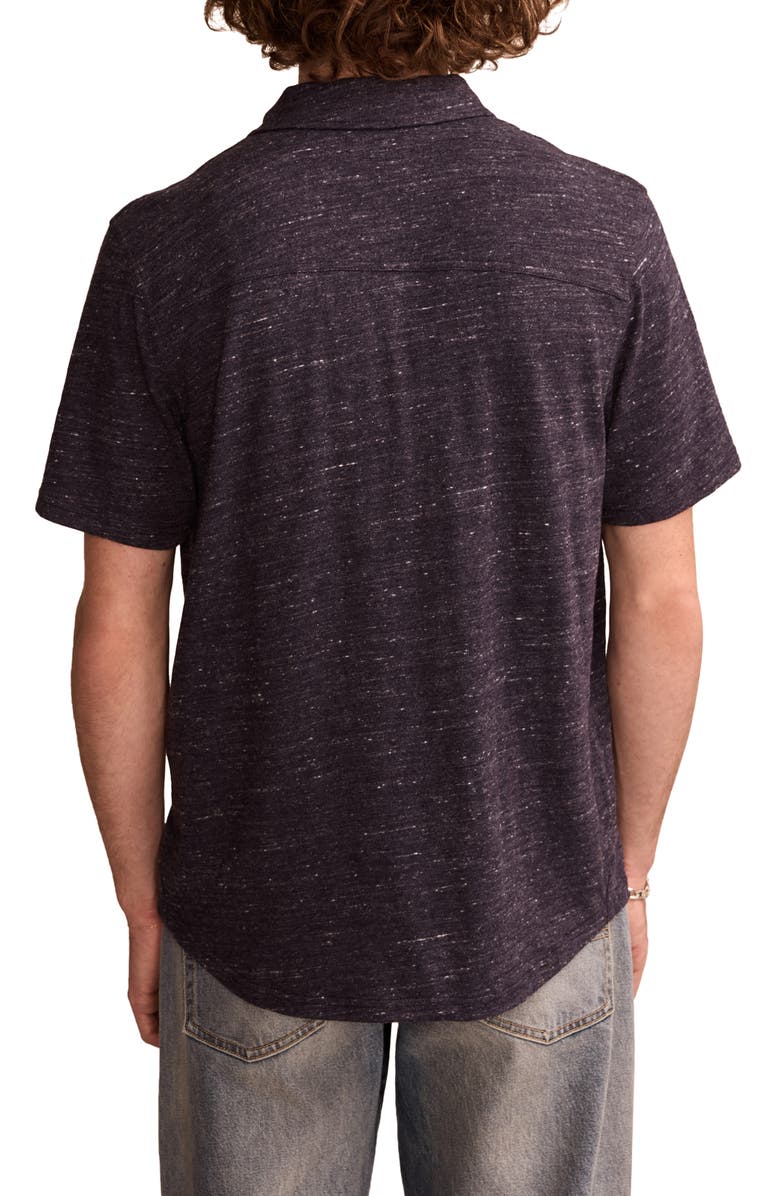 Lucky Brand Short Sleeve Marled Linen Button-Up Shirt, Alternate, color, Black