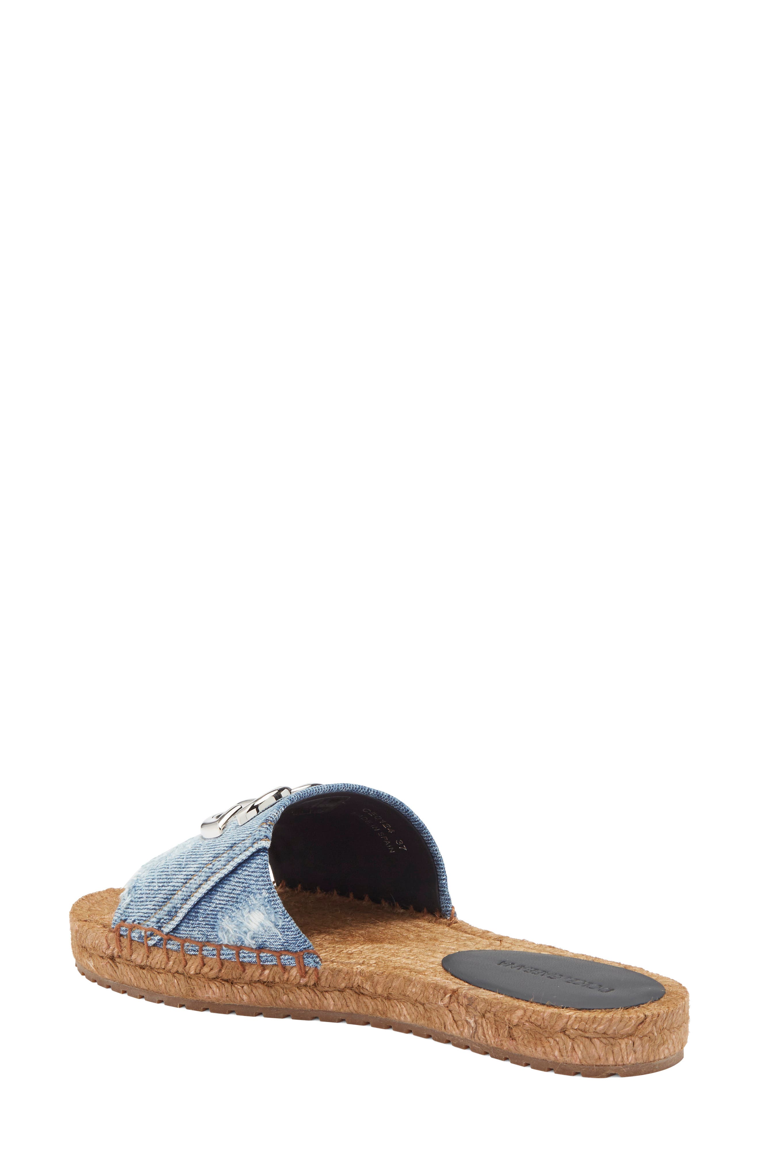 Dolce&Gabbana Denim Patchwork Slide Sandal, Alternate, color, Denim Blue