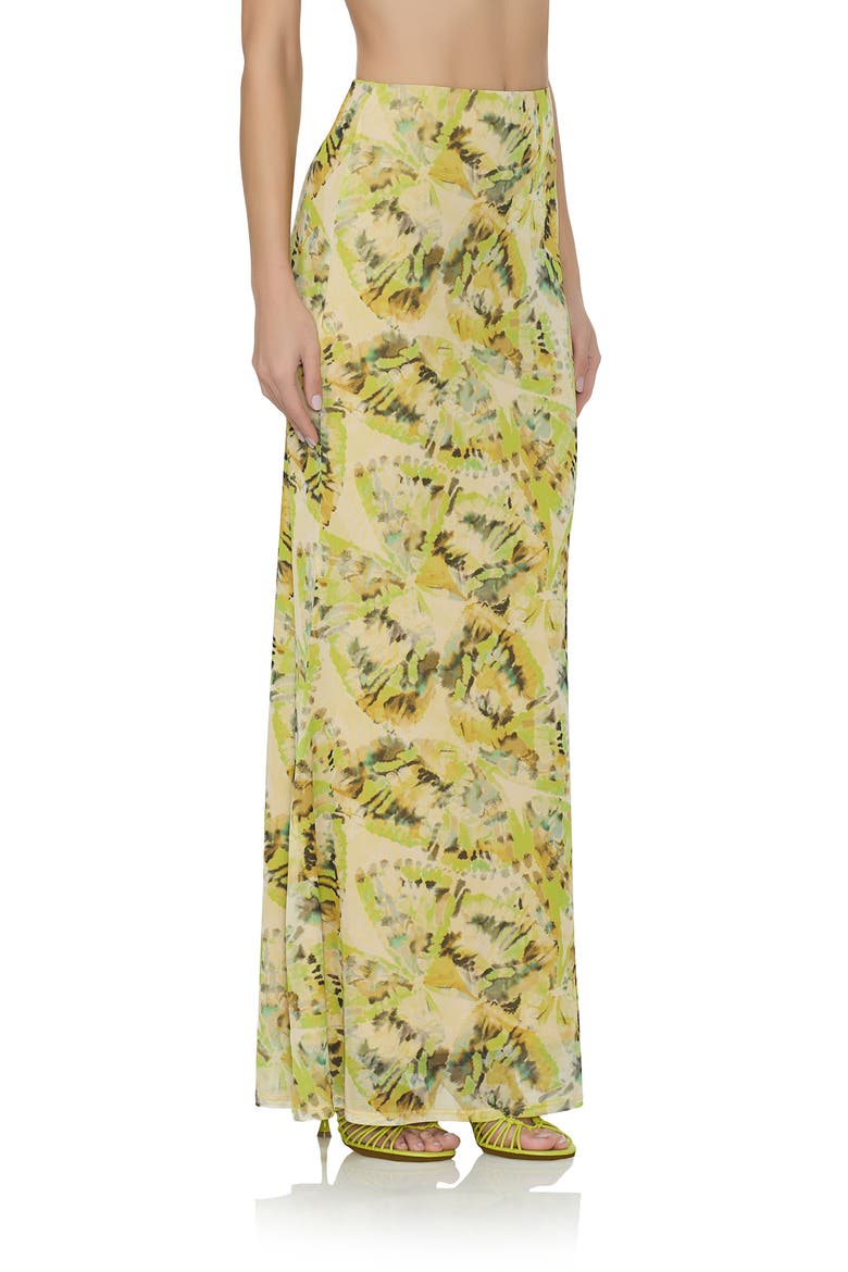 Tegan Print Mesh Maxi Skirt, Alternate, color, LIME WING