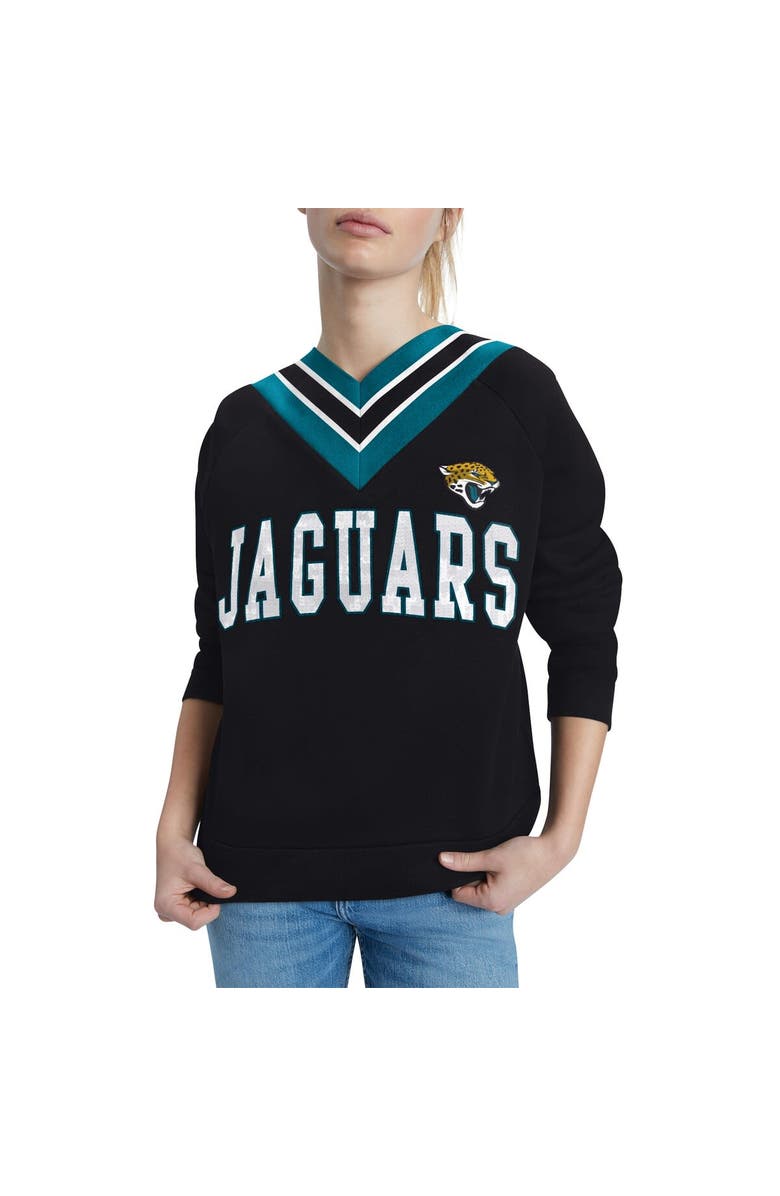 Tommy Hilfiger Women's Tommy Hilfiger Black Jacksonville Jaguars Heidi V-Neck Pullover Sweatshirt, Alternate, color, 