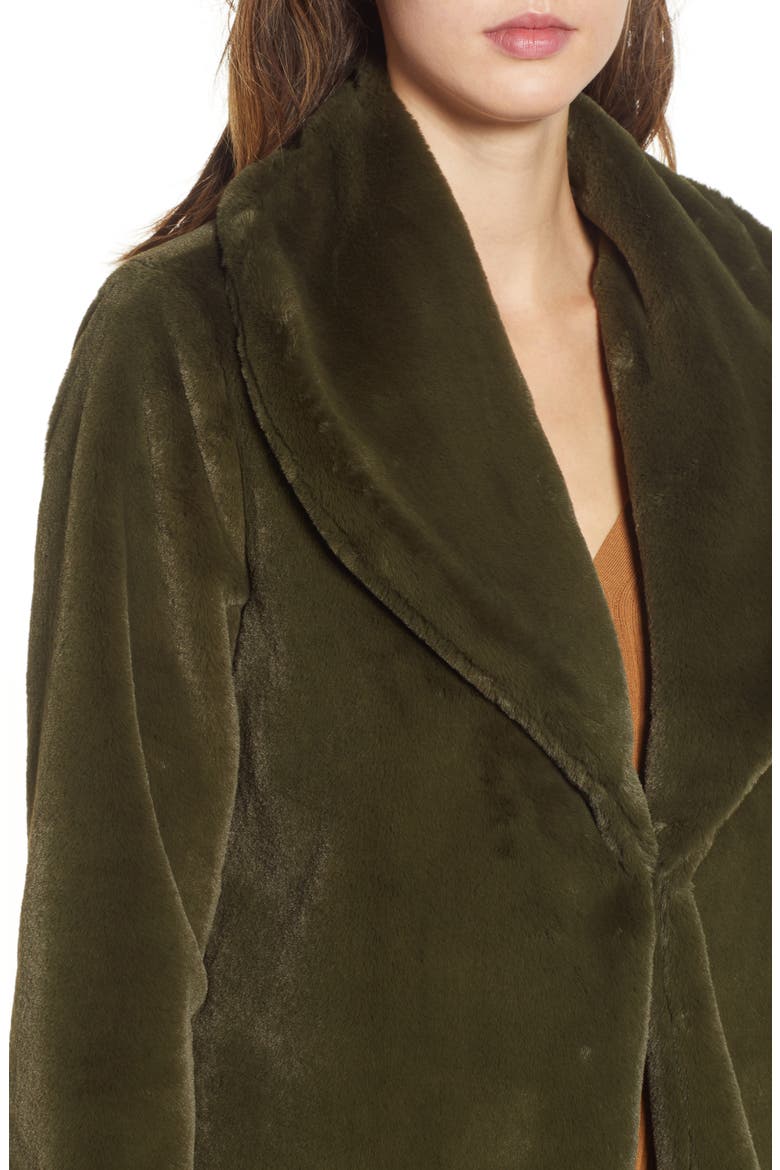 Faux Fur Long Coat, Alternate, color, OLIVE ITALY