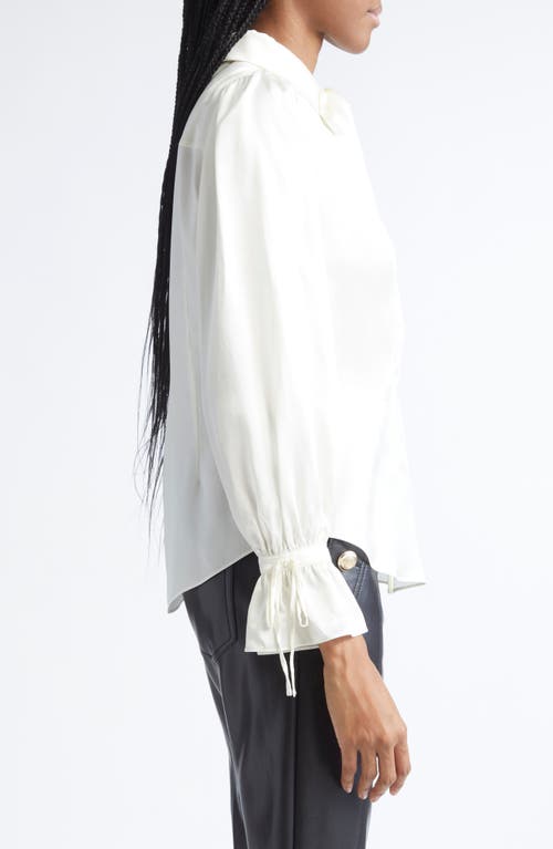 Cinq À Sept Troyer Tie Neck Silk Button-up Shirt In White