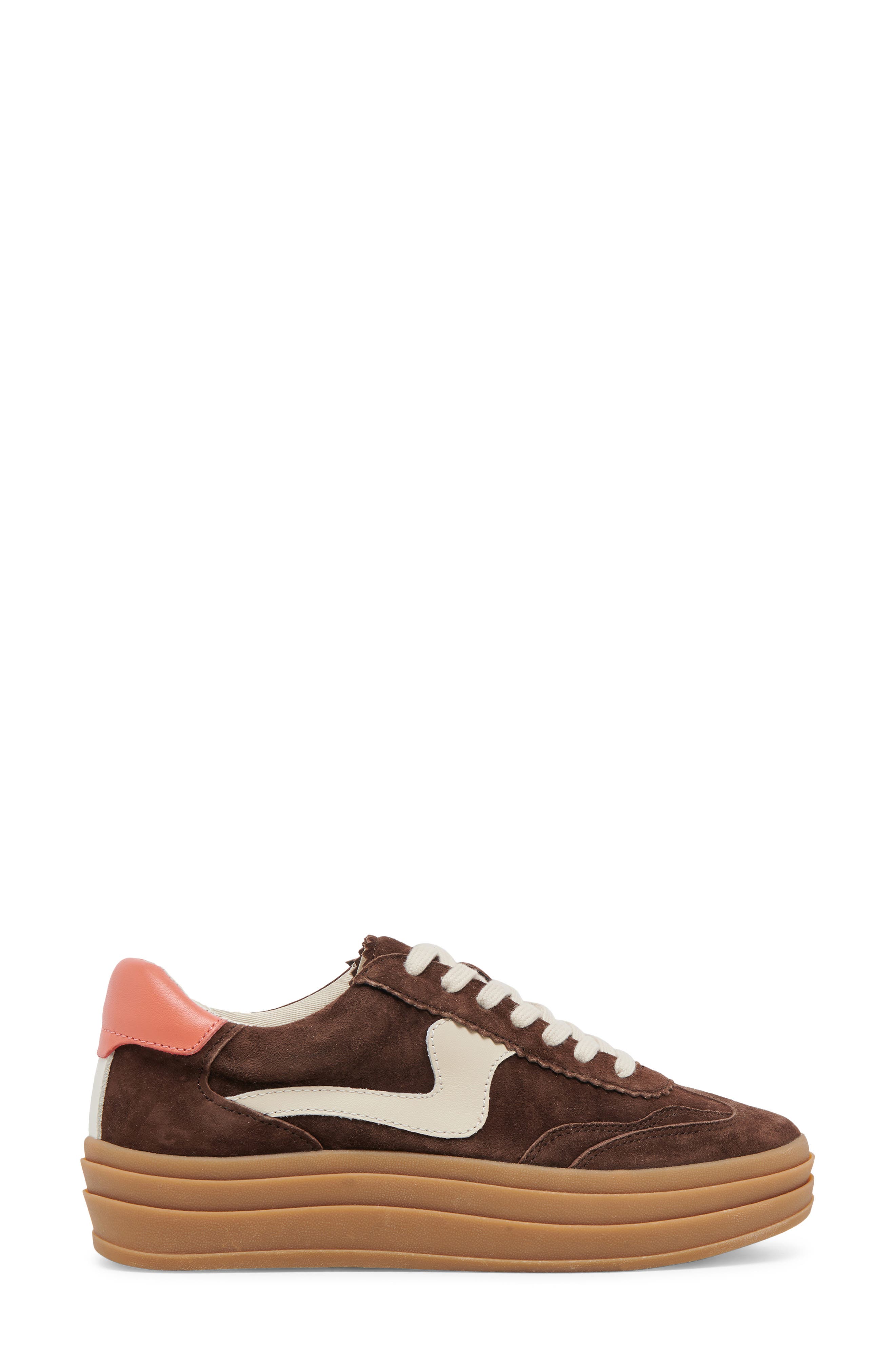 Notice X Platform Sneaker, Alternate, color, DARK BROWN SUEDE