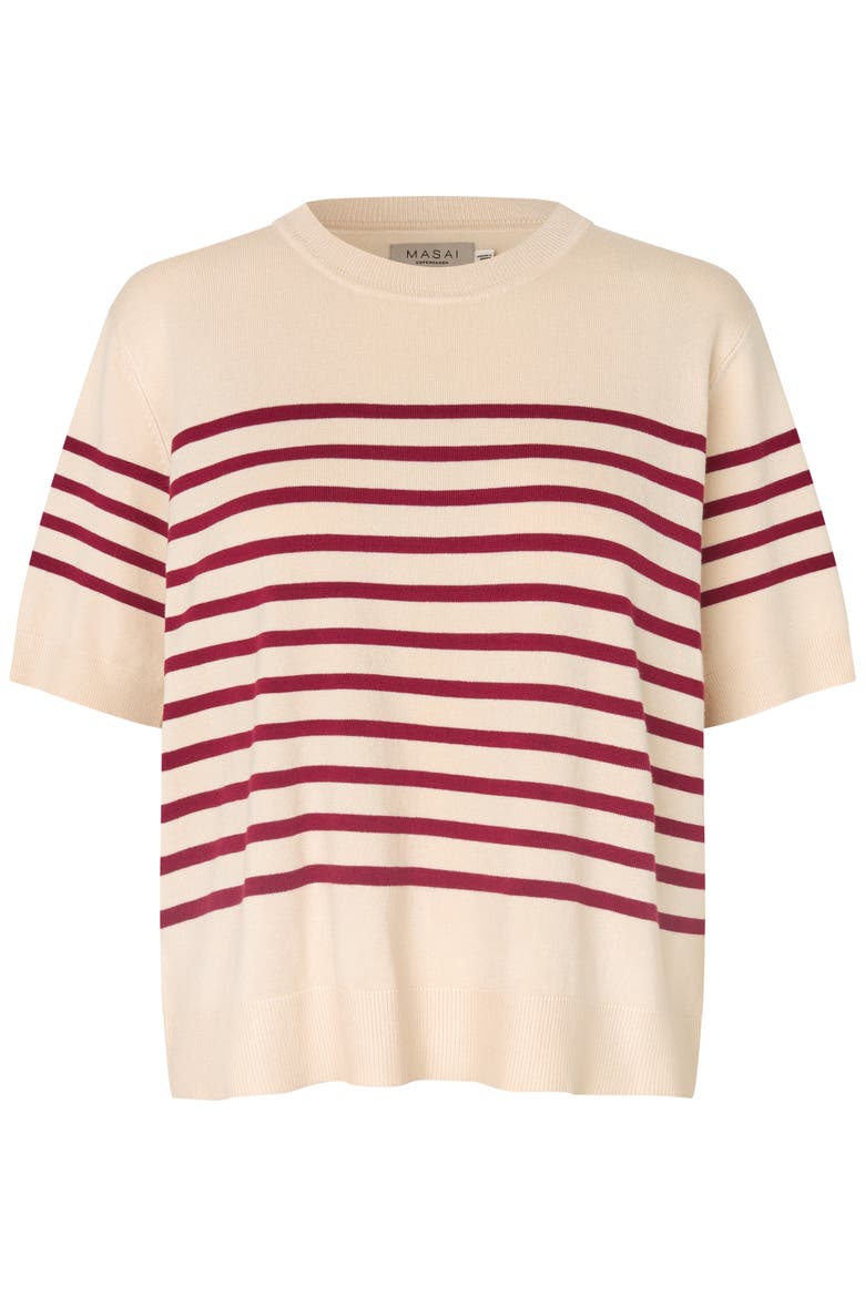 Maflorayne Striped Shot Sleeve Knit Top, Alternate, color, Beet Red