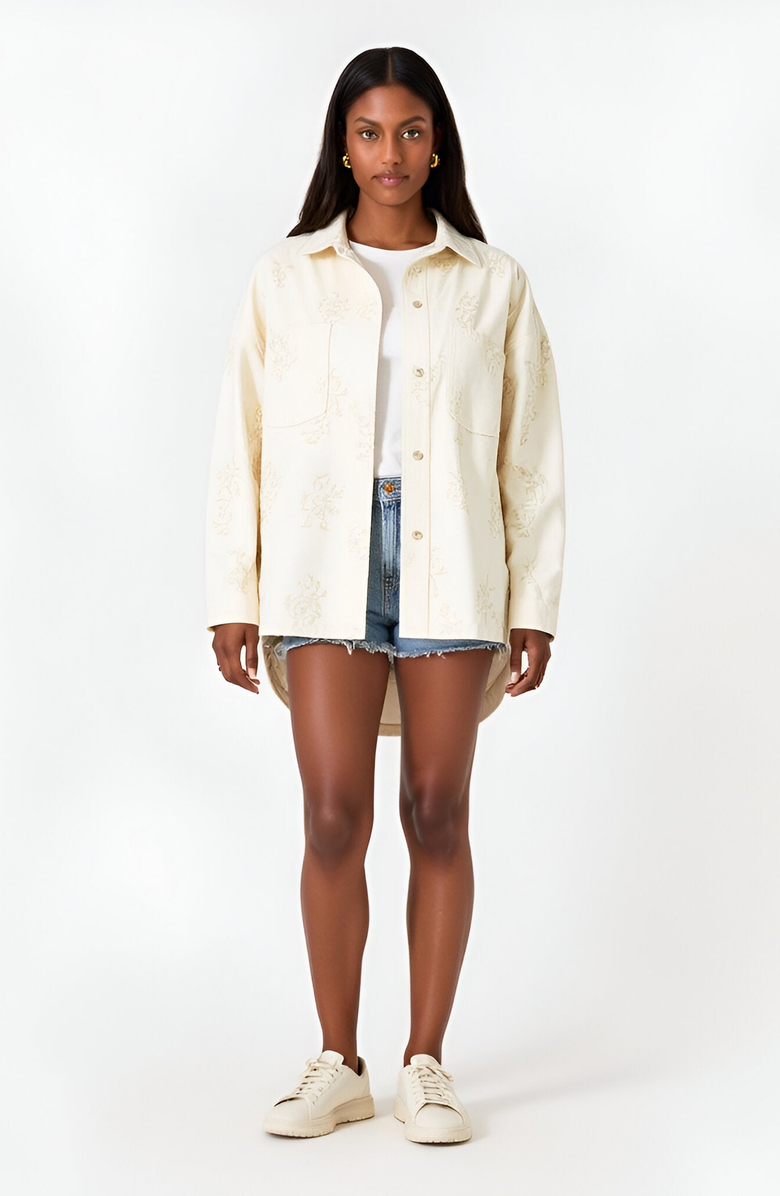 Modenaire Embroidered Cotton Shirt Jacket with Chest Pocket, Alternate, color, 