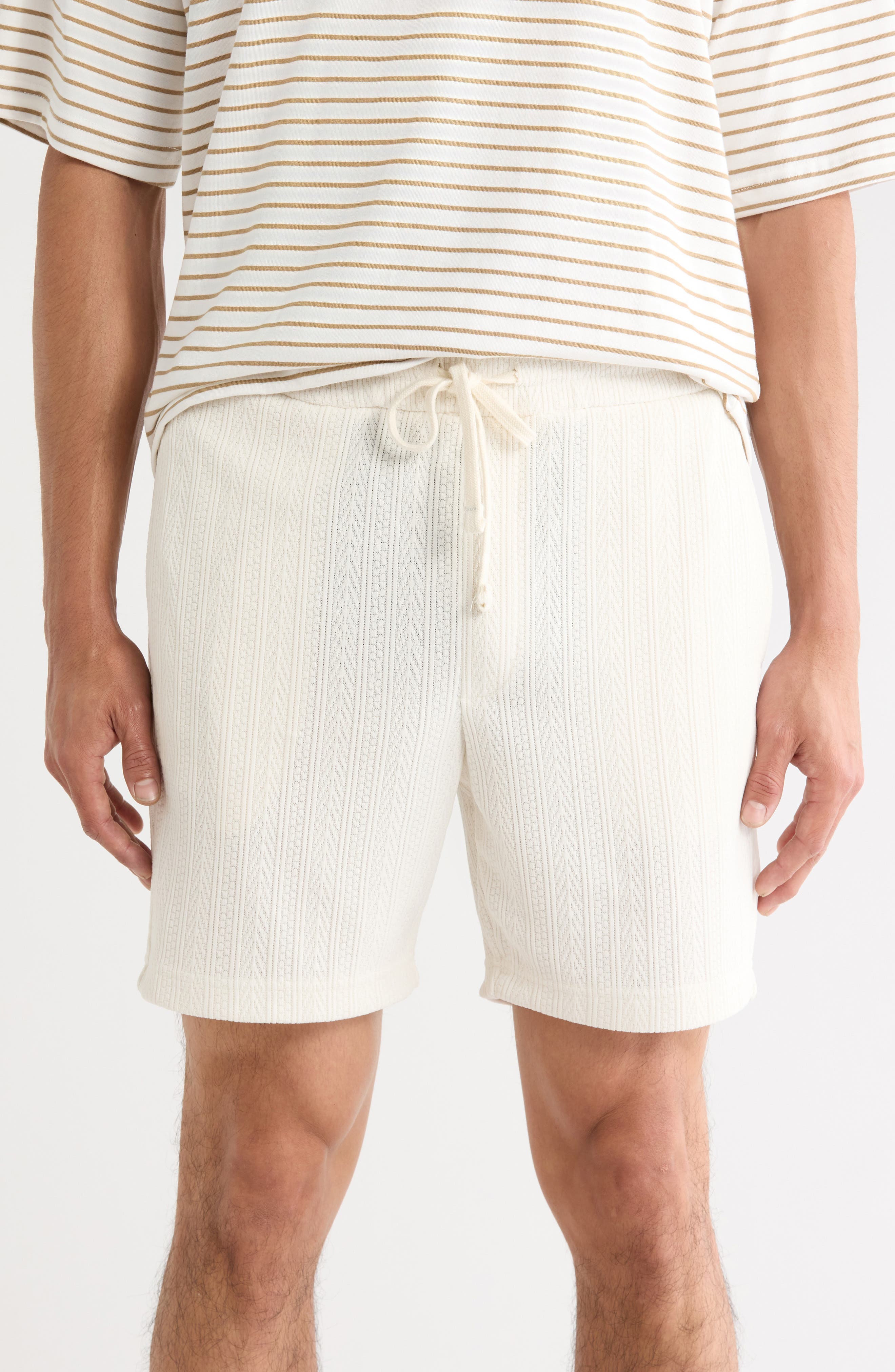 DENIM AND FLOWER Textured Drawstring Shorts