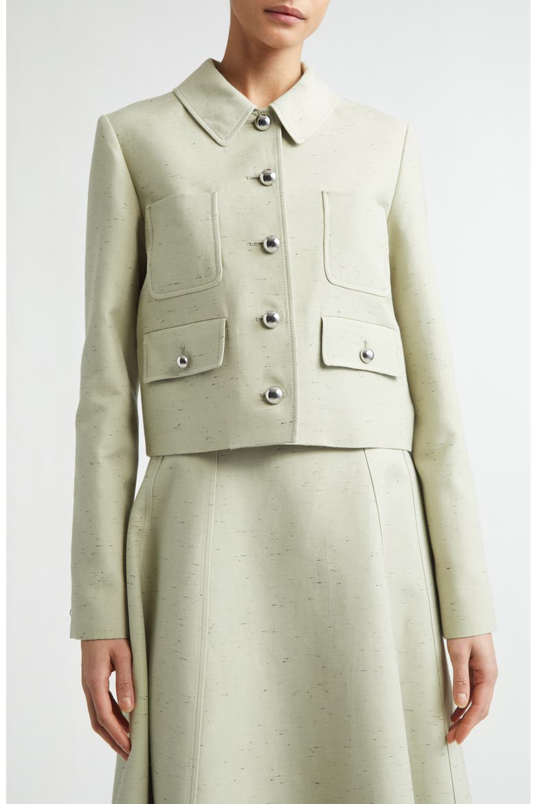 Astley Crop Flecked Cotton Blend Jacket, Alternate, color, GREEN LILY