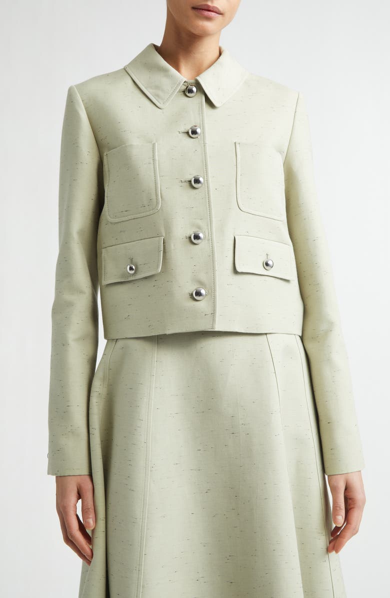 Altuzarra Astley Crop Flecked Cotton Blend Jacket, Alternate, color, Green Lily