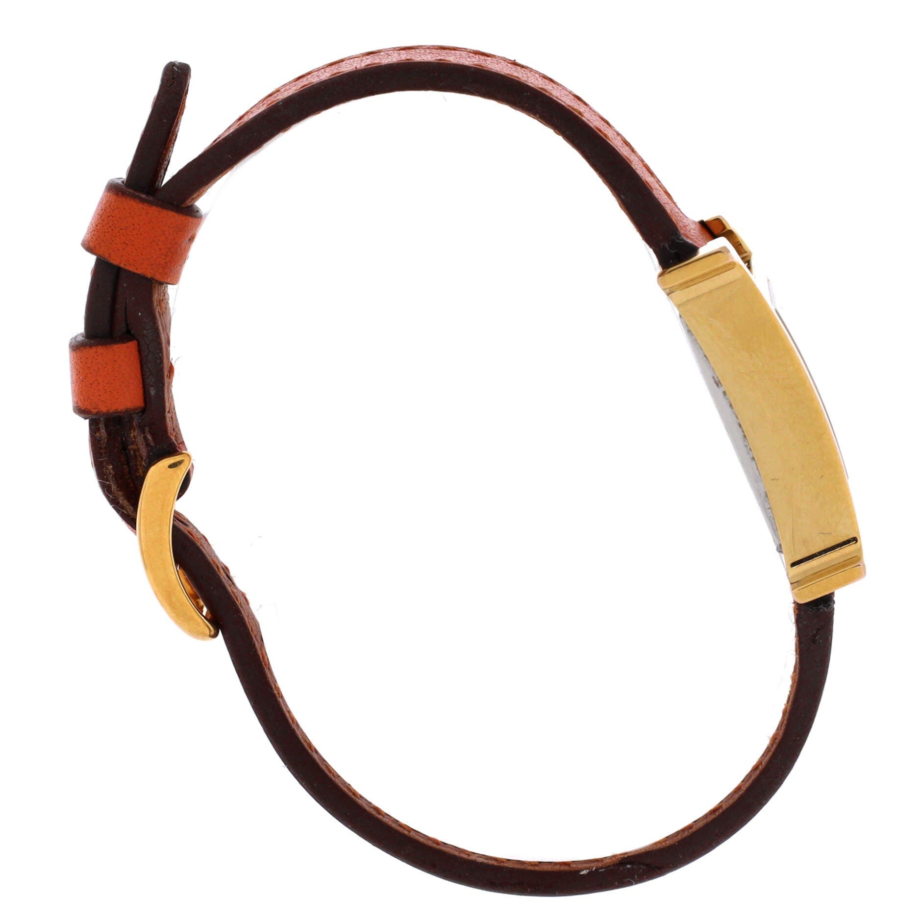 Heure H Quartz Watch Plated Metal and Leather 21, Alternate, color, Orange