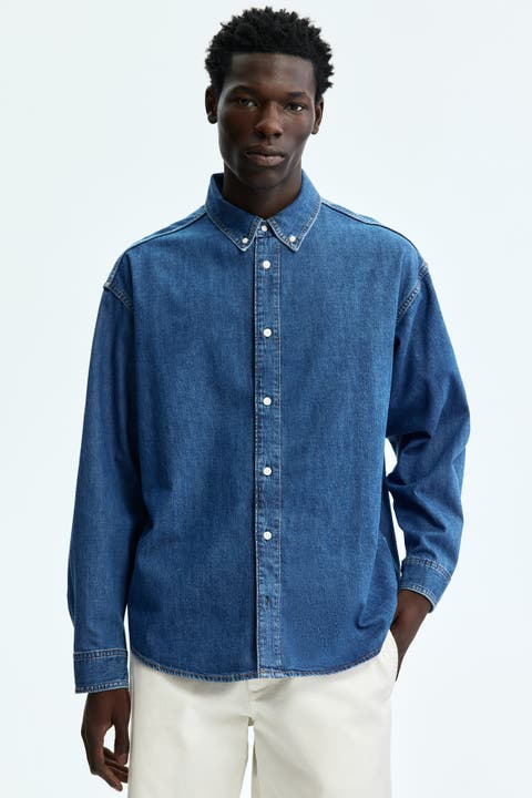 Oversized denim shirt