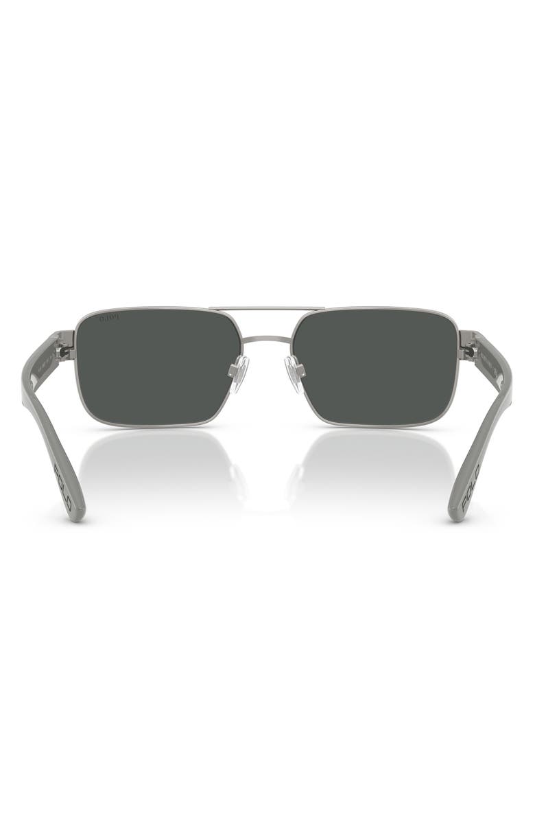 Polo Ralph Lauren 58mm Rectangle Sunglasses, Alternate, color, Brushed Gunmetal / Dark Grey
