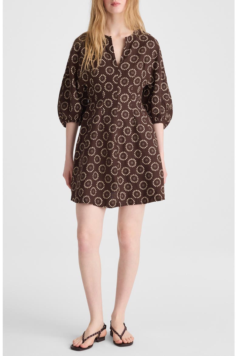 Splitneck Minidress, Main, color, DARK BROWN