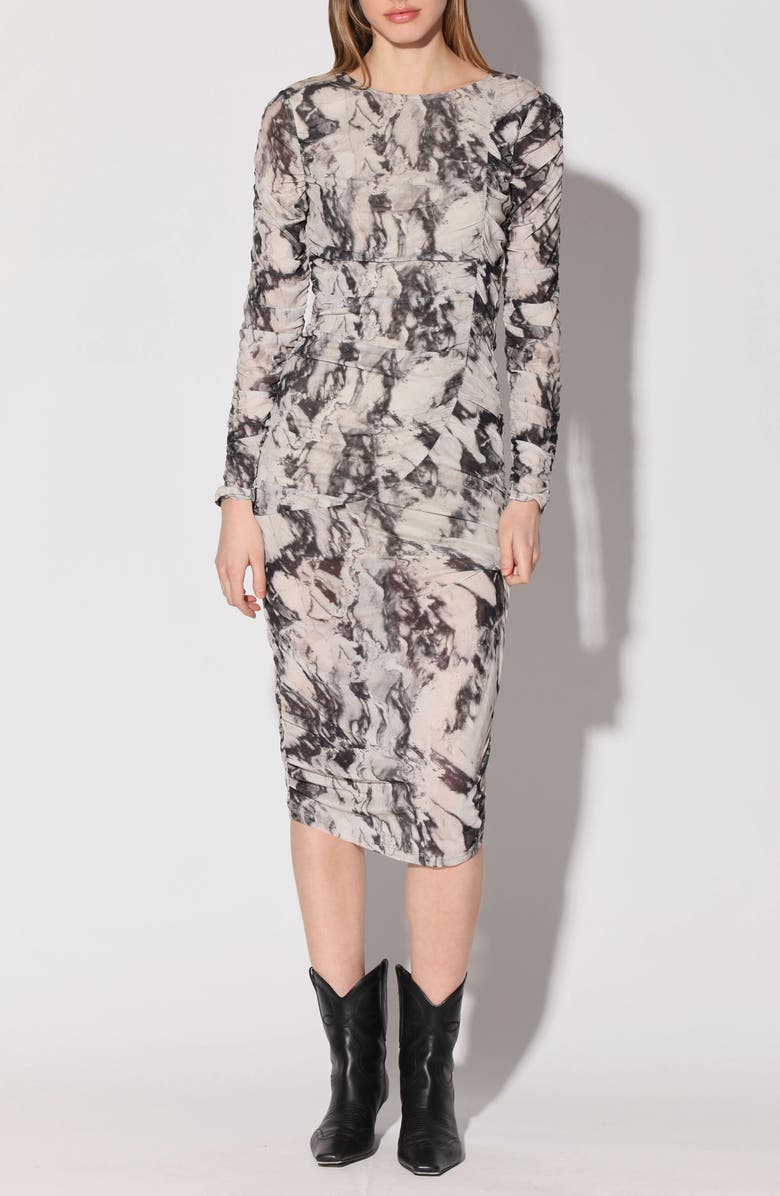Walter Baker Josey Marble Long Sleeve Sheath Dress, Main, color,