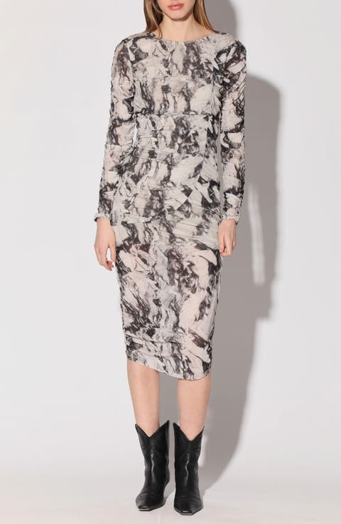 Josey Marble Long Sleeve Sheath Dress