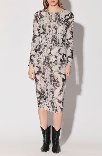 WALTER BAKER WALTER BAKER JOSEY MARBLE LONG SLEEVE SHEATH DRESS 