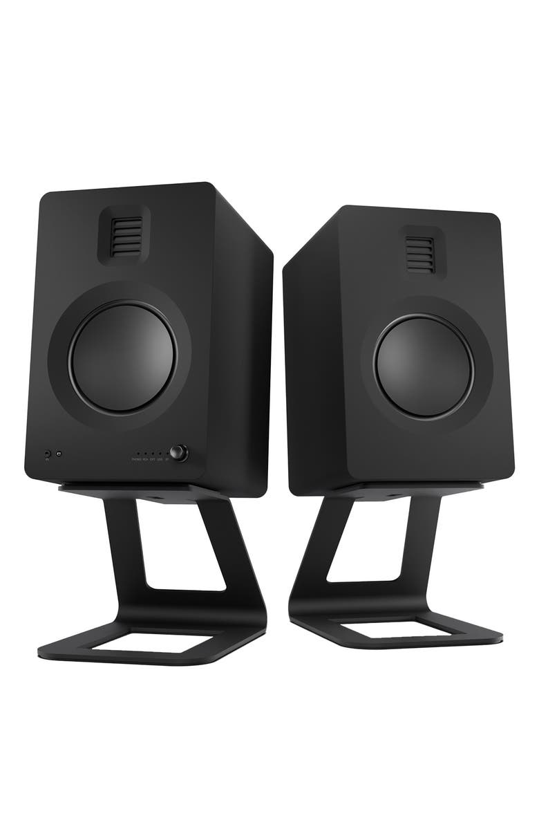 Kanto TUK Premium Powered Speakers with SE6 Elevated Desktop Speaker Stands, Main, color, Black