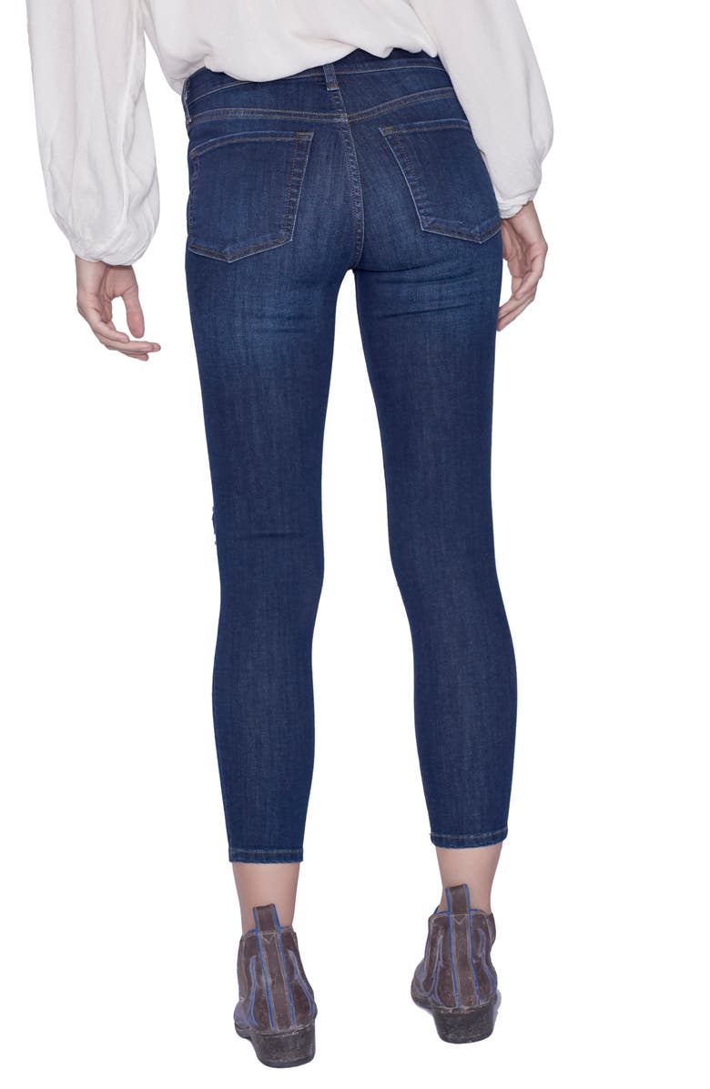 Free People We the Free by Free People High Rise Busted Knee Skinny Jeans, Alternate, color, Dark Blue