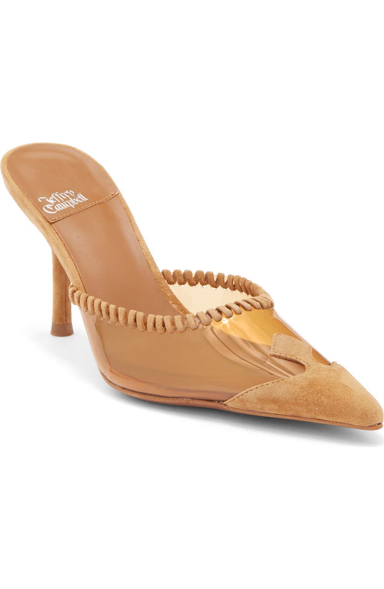 Jeffrey Campbell Partnerz Clear Cap Toe Mule, Main, color, Tan Suede Combo