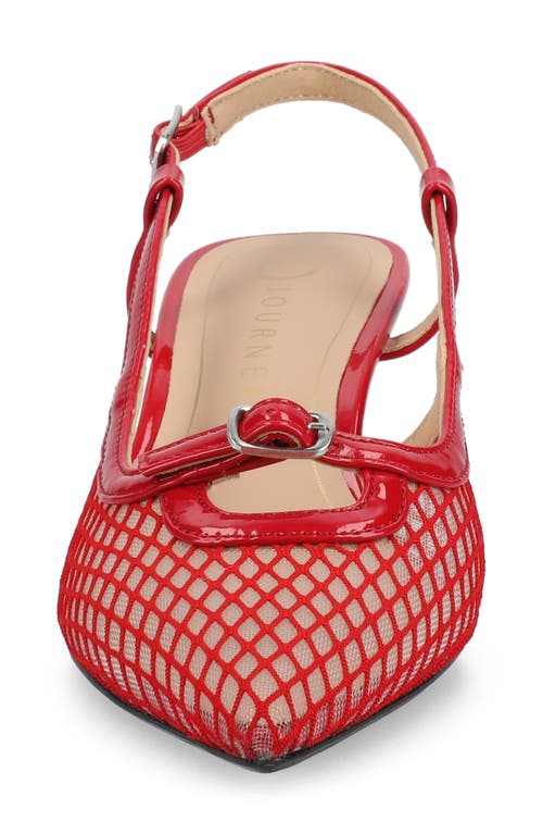Journee Collection Padma Slingback Kitten Heel Pump In Red Mesh