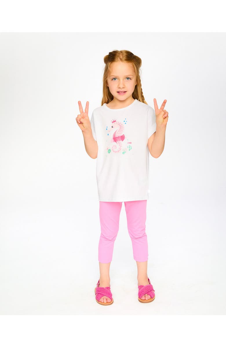 Deux par Deux Organic Cotton Jersey Short Sleeve Seahorse T-Shirt, Alternate, color, White