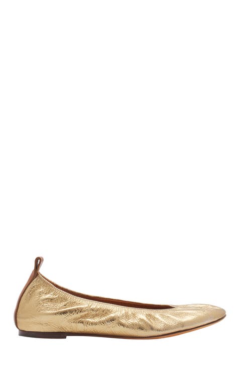 THE BALLERINA FLAT IN METALLIC LEATHER