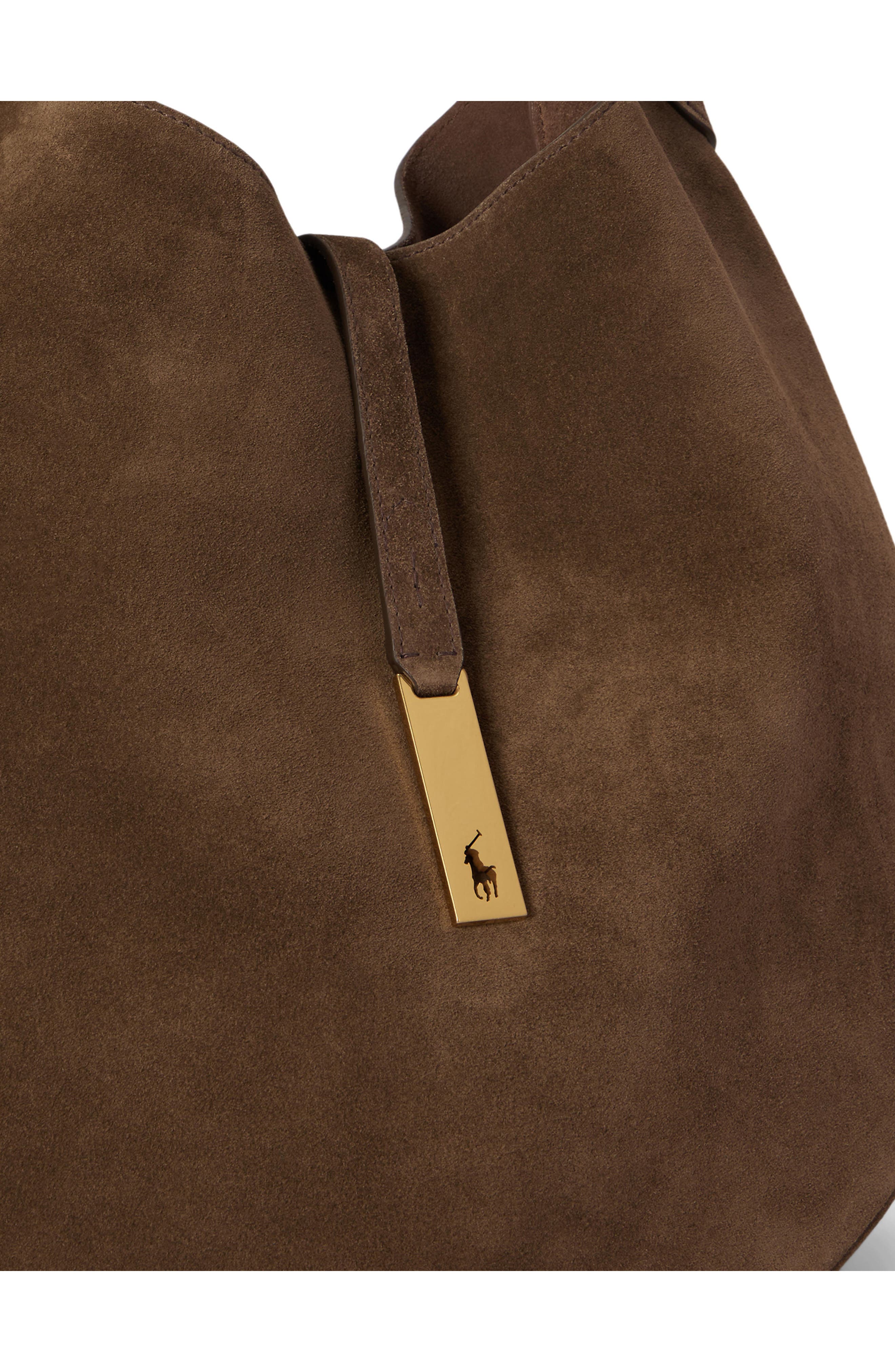 Polo ID Suede Shoulder Bag, Alternate, color, GINGERBREAD