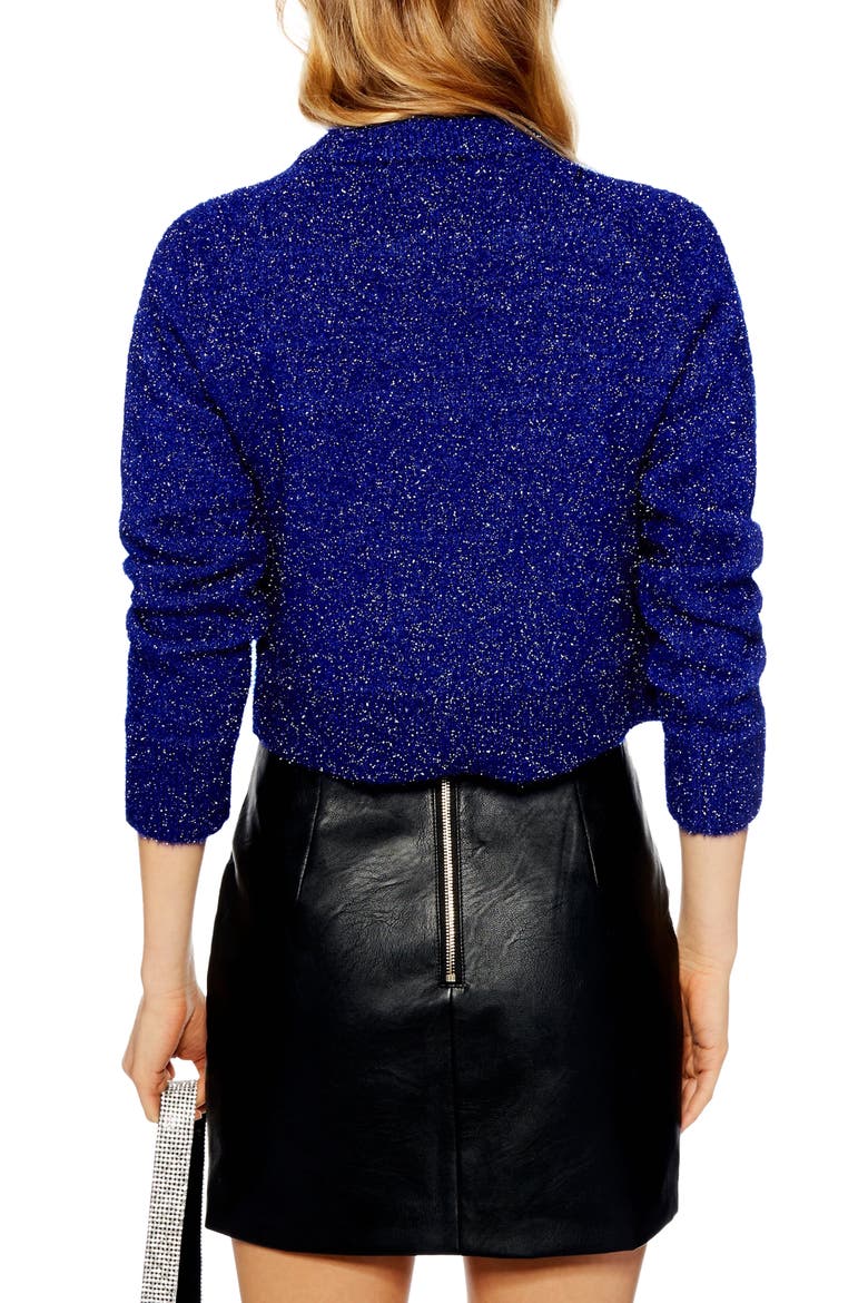 Metallic Crop Sweater, Alternate, color, BLUE