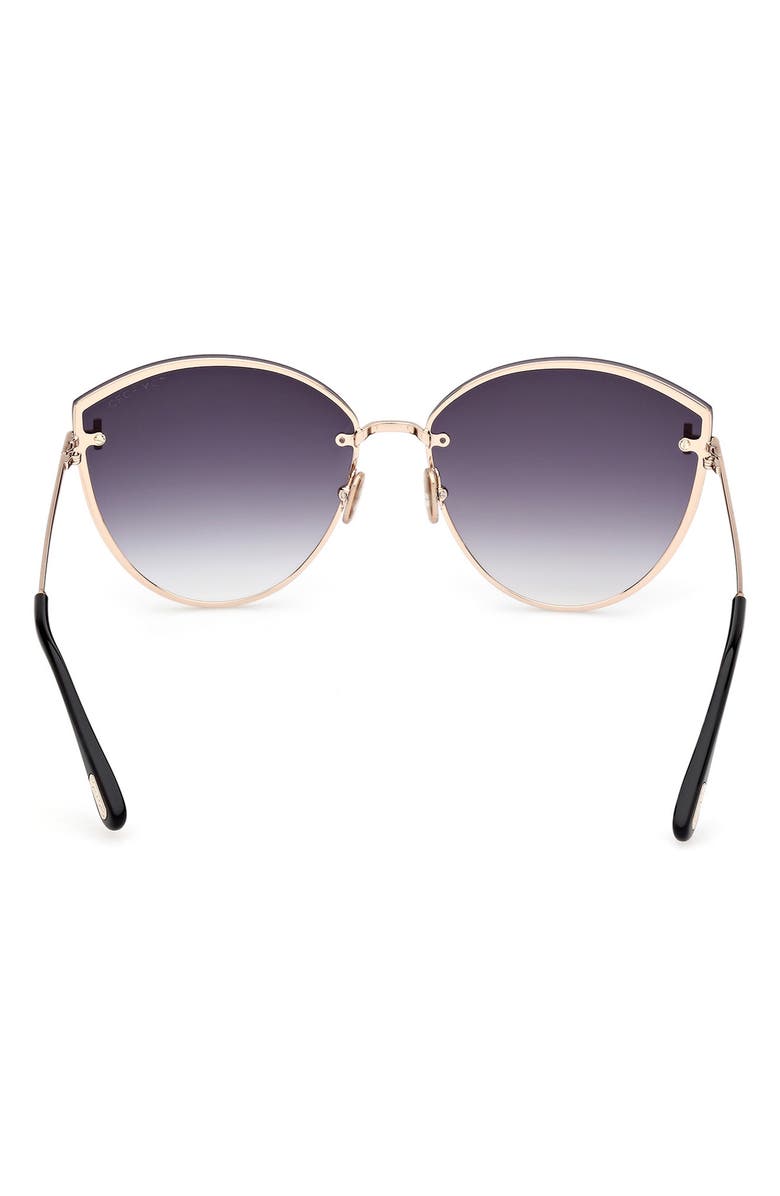 TOM FORD Evangeline 63mm Oversize Gradient Cat Eye Sunglasses, Alternate, color, Rose Gold / T Logo / Smoke