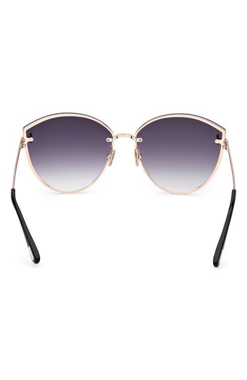 Tom Ford Evangeline 63mm Oversize Gradient Cat Eye Sunglasses In Rose Gold/t Logo/smoke