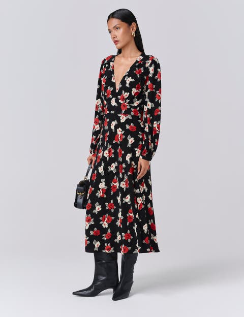 Gracie Floral V Neck Midi Dress