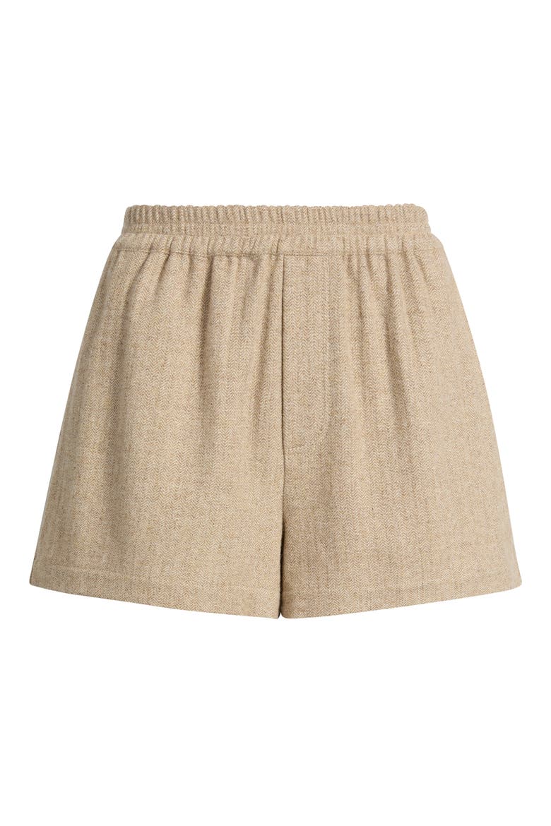 Herringbone Wool Blend Shorts, Alternate, color, CAMEL