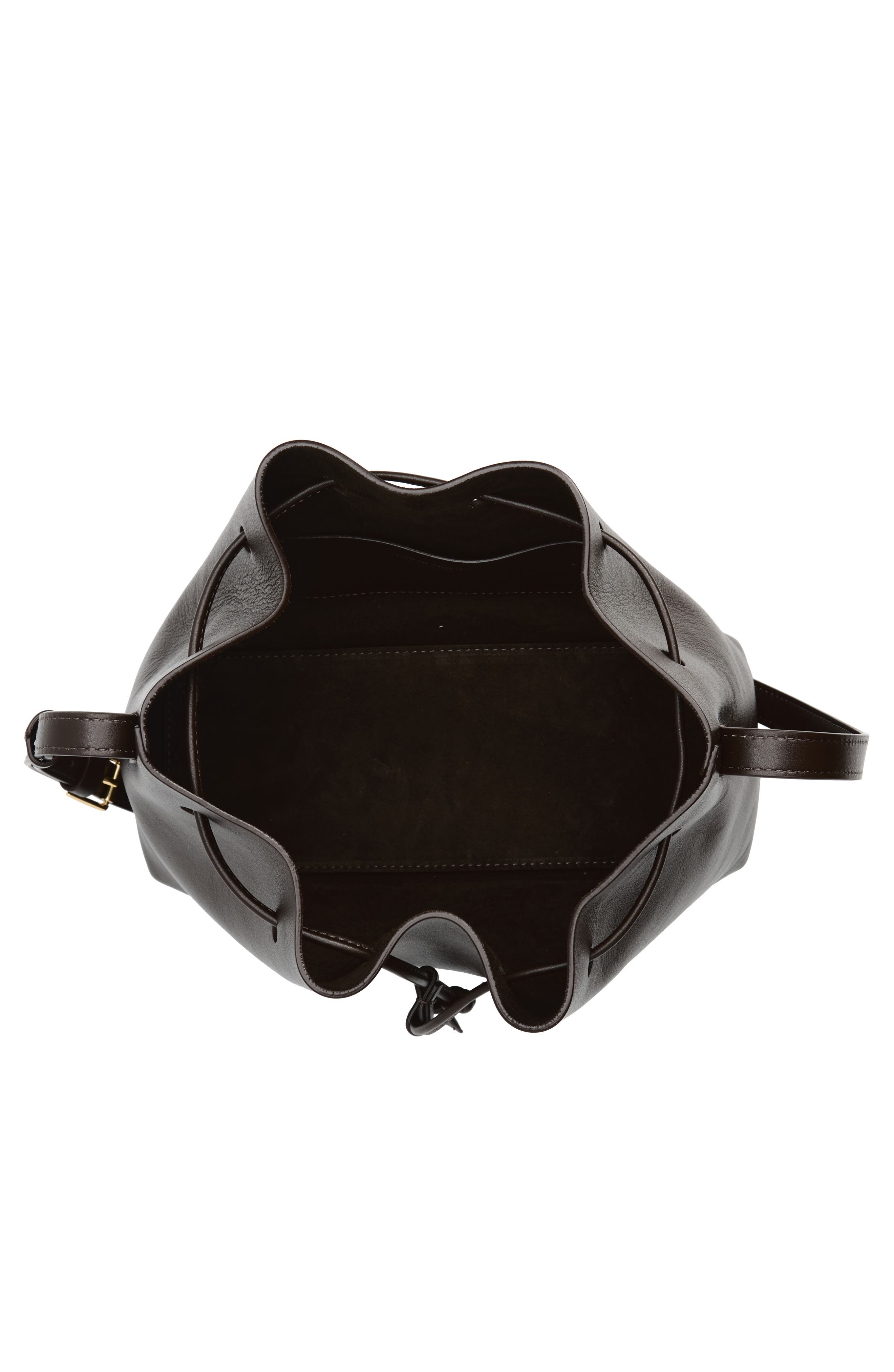 Mansur Gavriel Leather Drawstring Bucket Bag, Alternate, color, Ebony