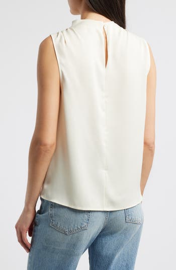 Julie Mock Neck Sleeveless Satin Top