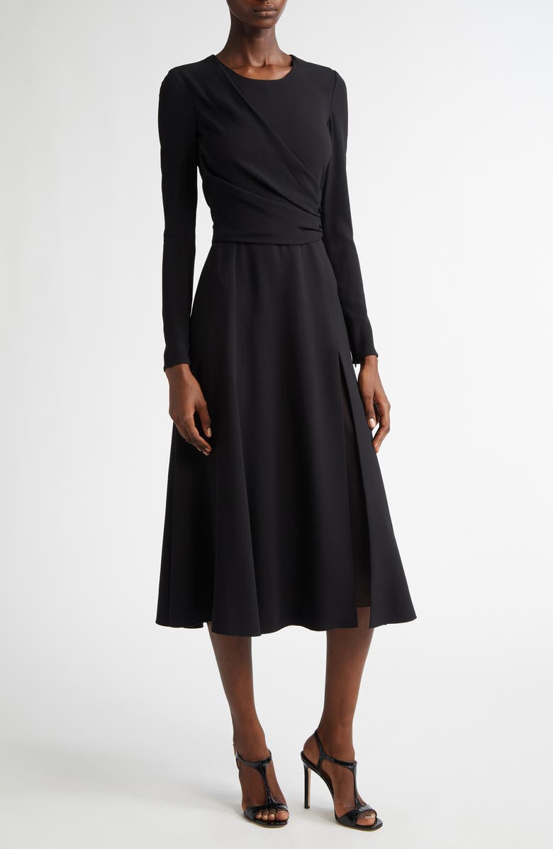 Giambattista Valli Draped Detail Long Sleeve Crepe A-Line Dress, Main, color, 