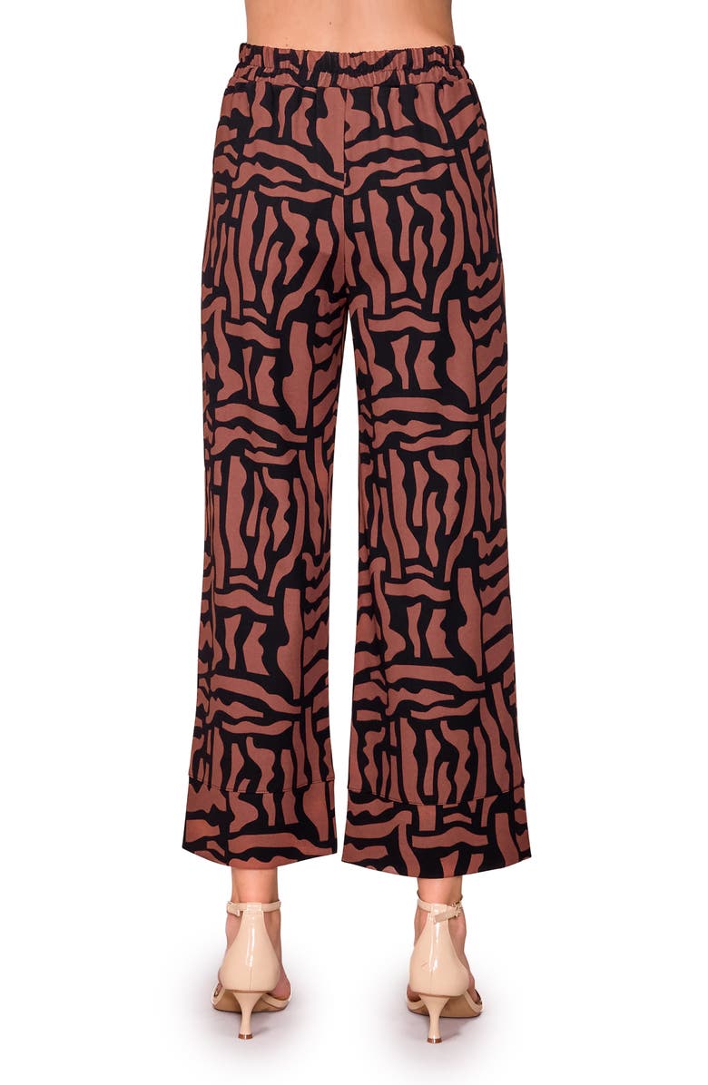 MELLODAY Techno Print Wide Leg Pants, Alternate, color, Brown/ Black Geometric