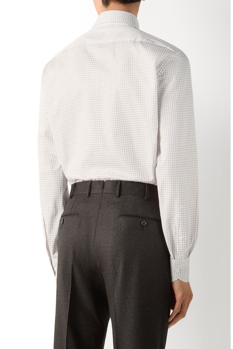 Centoventimila Minicheck Cotton Button-Up Shirt, Alternate, color, WHITE AND DARK GREY