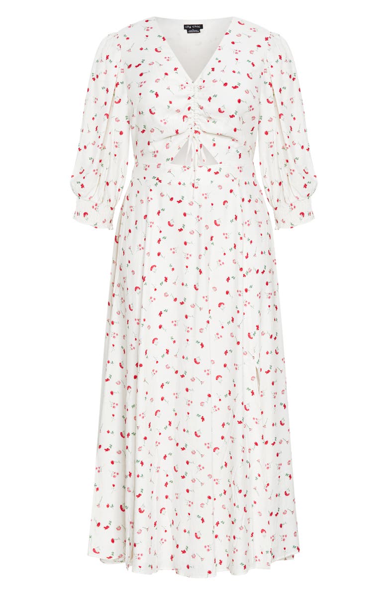 City Chic Jolene Floral Maxi Dress, Alternate, color, Ivory Bliss