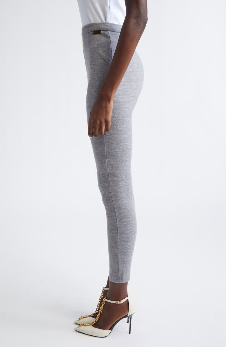 Balmain Virgin Wool & Cotton Blend Leggings, Alternate, color, Light Grey