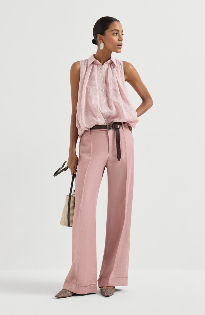 Brunello Cucinelli Loose Flared Trousers, Alternate, color, Pink