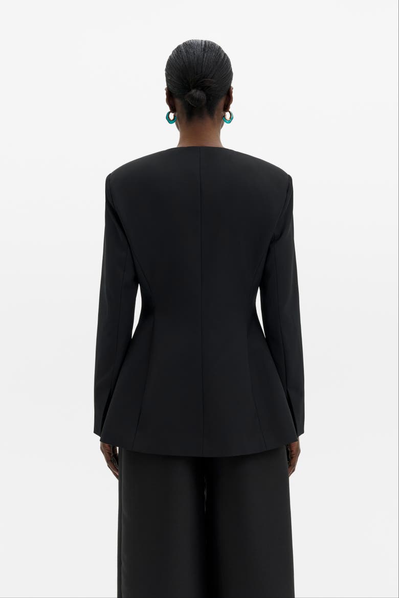 Carol Collarless Wool Silk Blazer, Alternate, color, Black