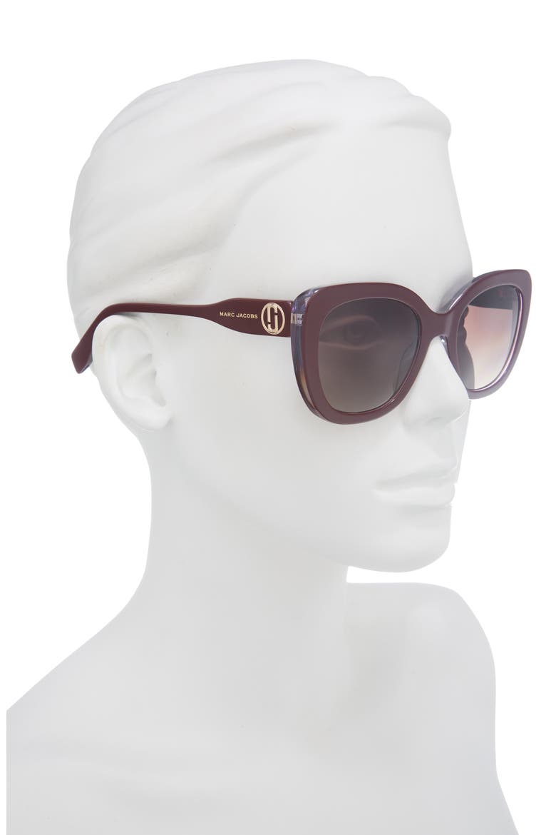 53mm Gradient Cat Eye Sunglasses, Alternate, color, BURGUNDY/ BROWN SF