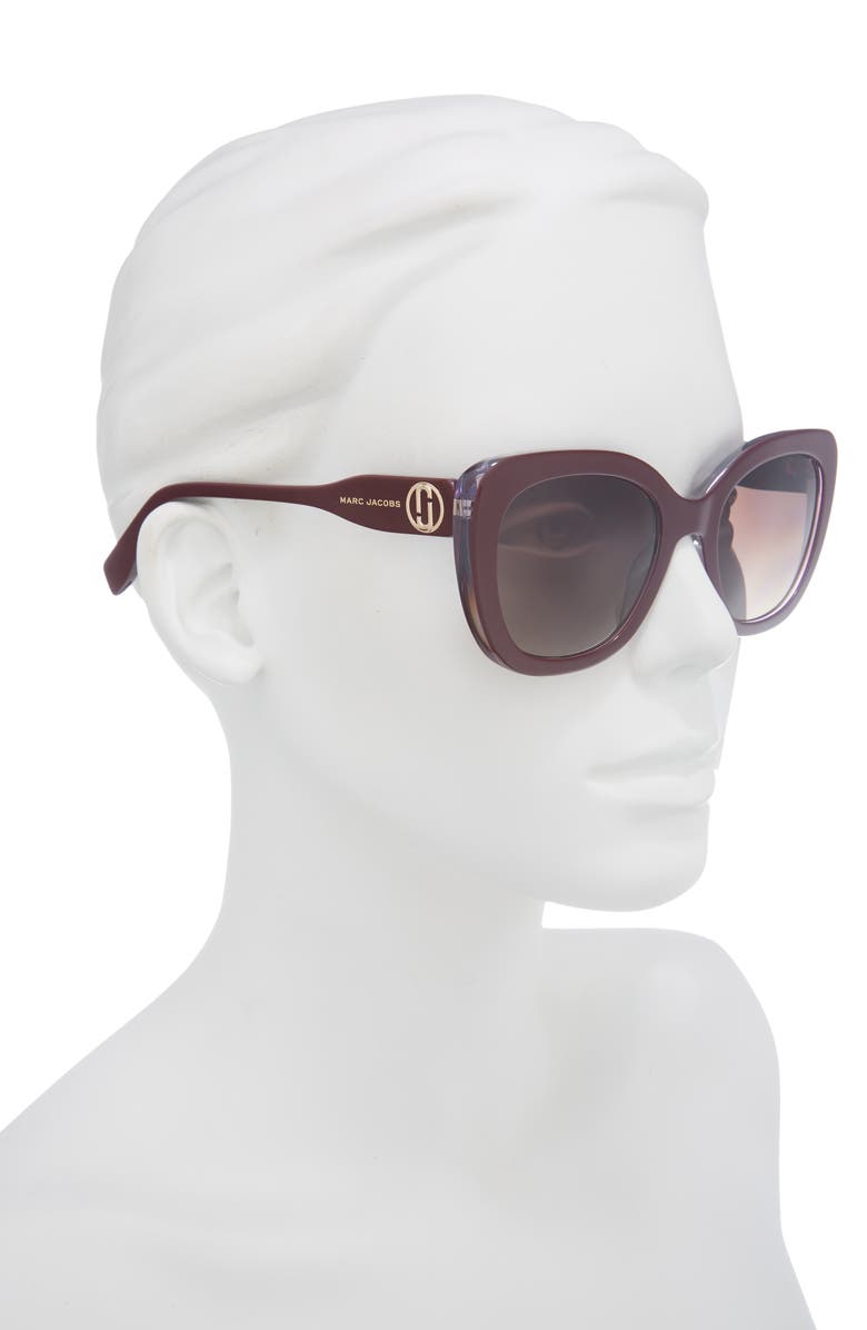 Marc Jacobs 53mm Gradient Cat Eye Sunglasses, Alternate, color, Burgundy/ Brown Sf