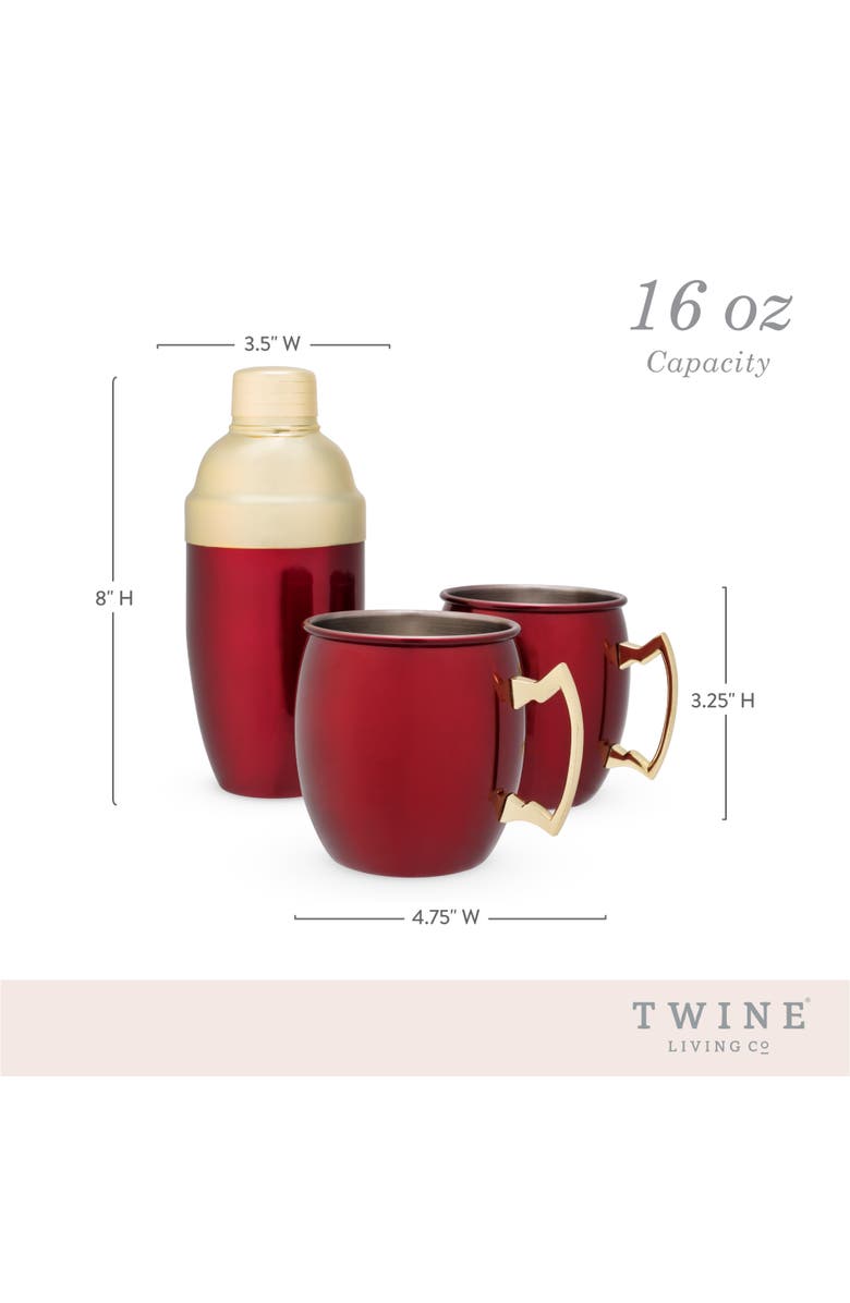 TWINE Moscow Mule Mug & Shaker Gift Set in Red, Alternate, color, Red