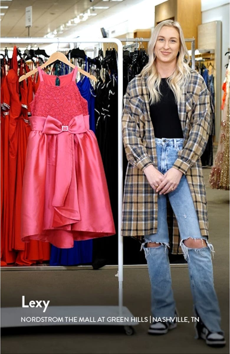 Kids' Metallic Embroidered Mikado Party Dress, sales video thumbnail