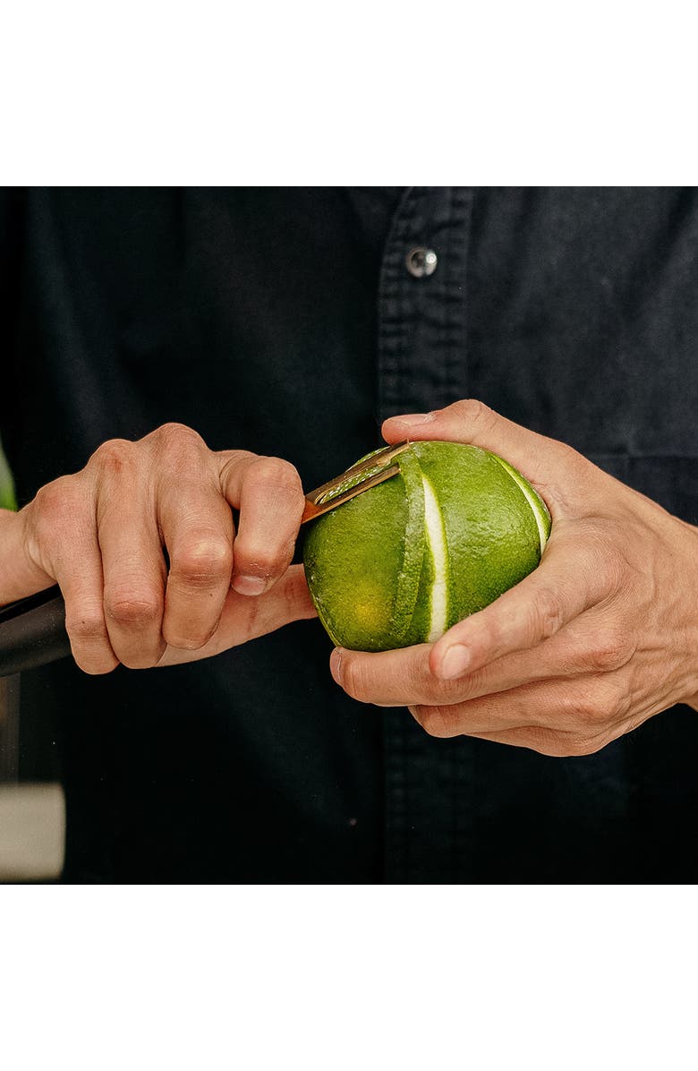 A Bar Above Gold Channel Knife, Black Handle, Alternate, color, Gold