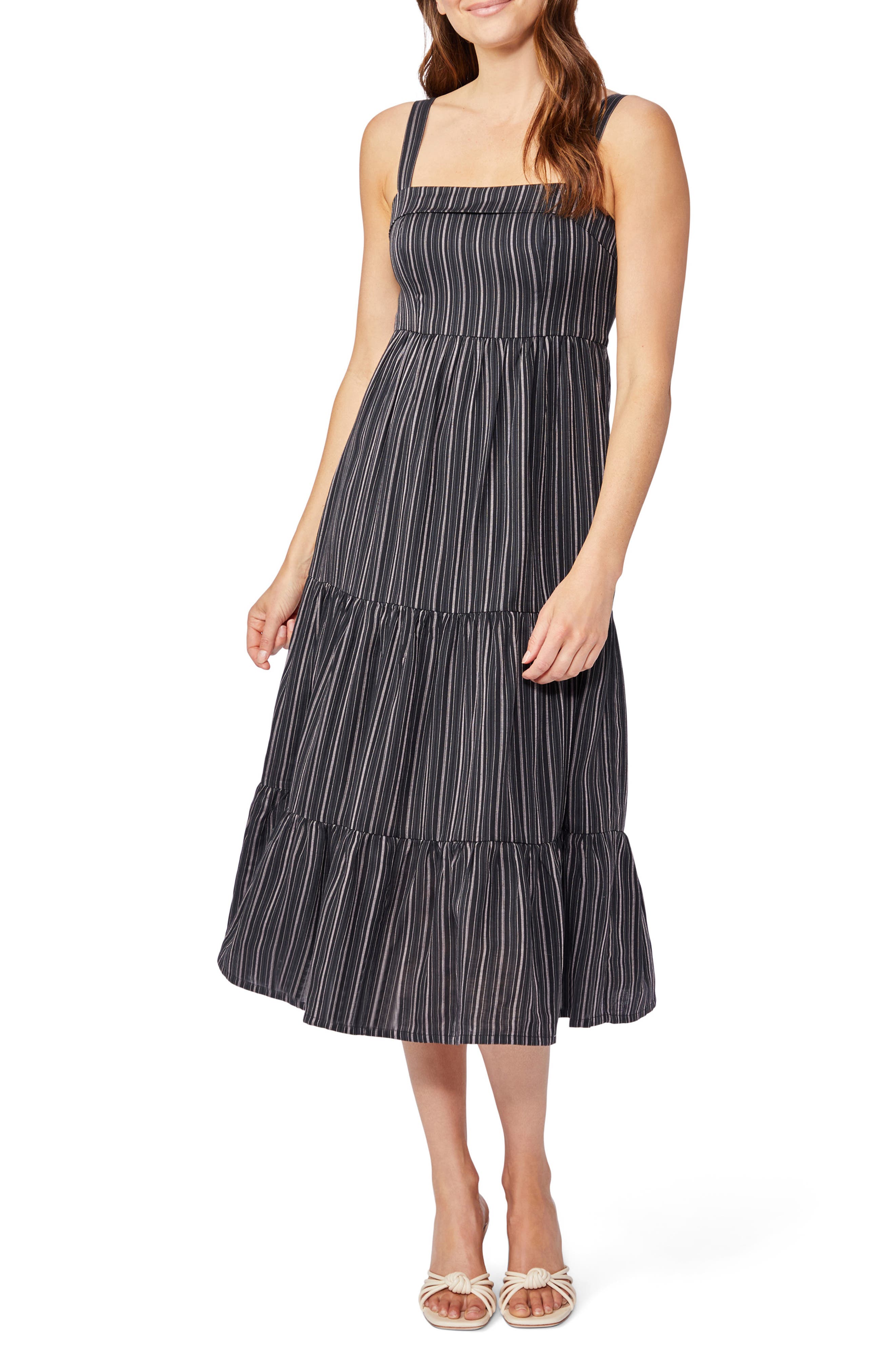 Santibel Stripe Tiered Midi Dress