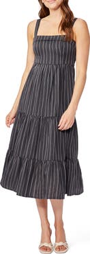 PAIGE Santibel Stripe Tiered Midi Dress
